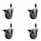 Service Caster 4'' Thermoplastic Rubber Swivel 7/8'' Expanding Stem Caster Set with Brake, 4PK SCC-EX20S414-TPRB-PLB-78-4 - alternate 1